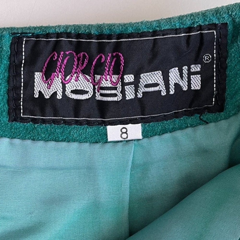 Giorgio Mobiani Vintage Emerald Green Suede Leather Pencil Skirt Woven Detail 8 - Picture 4 of 11
